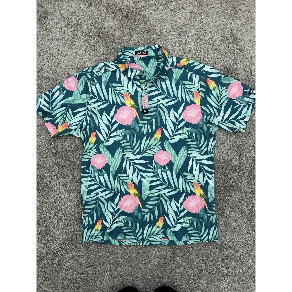 Men's Bad Birdie Polo Golf Shirt Parrots Size XL